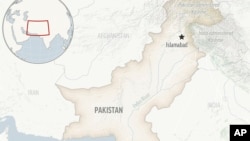 FILE - Map of Pakistan showing Islamabad and the Kashmir region. 
