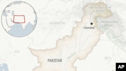 FILE - Map of Pakistan showing Islamabad and the Kashmir region