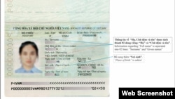 Mẫu hộ chiếu có ghi "Nơi sinh" của Việt Nam, áp dụng từ ngày 1/1/2023. Photo Bo Cong an.