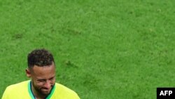 Brazil's forward #10 Neymar gestures as he is replaced during the Qatar 2022 World Cup Group G football match between Brazil and Serbia at the Lusail Stadium in Lusail, north of Doha on November 24, 2022.