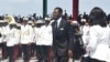 Le président équato-guinéen Teodoro Obiang Nguema Mbasogo arrive à Malabo le 8 décembre 2022 lors de la cérémonie d'investiture de son sixième septennat.