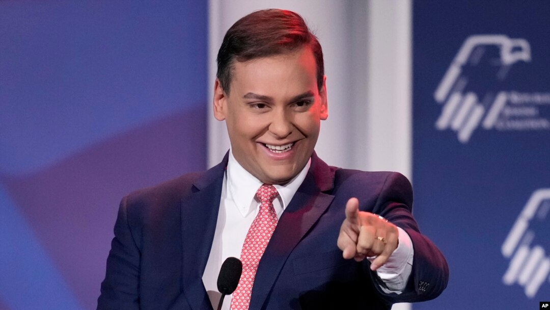 FILE - Rep.-elect George Santos speaks at an annual leadership meeting of the Republican Jewish Coalition, Nov. 19, 2022, in Las Vegas.