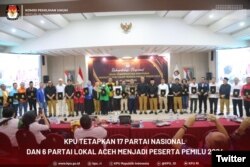 Rekapitulasi Nasional Hasil Verifikasi dan Penetapan Parpol Pemilu Tahun 2024,di Gedung KPU, Rabu (14/12). (Twitter/@KPU_ID)