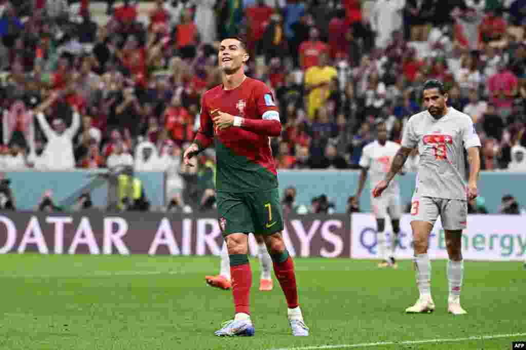 Attaquant ya Portugal #07 Cristiano Ronaldo na match ya 16e ya Mondial Qatar 2022 na stade Lusail, Doha, 6 décembre 2022. (Photo by Fabrice COFFRINI / AFP)