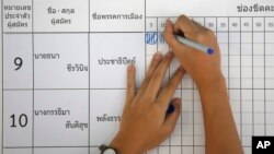 FILE - An election officer counts votes at a polling station in Bangkok, Thailand, March 24, 2019.