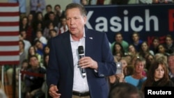 FILE - Republican presidential candidate John Kasich addresses supporters in Grosse Pointe Woods, Michigan, March 7, 2016. Kasich continues to argue that his long experience in Congress and his tenure as Ohio governor make him the best alternative to Trump and Cruz.