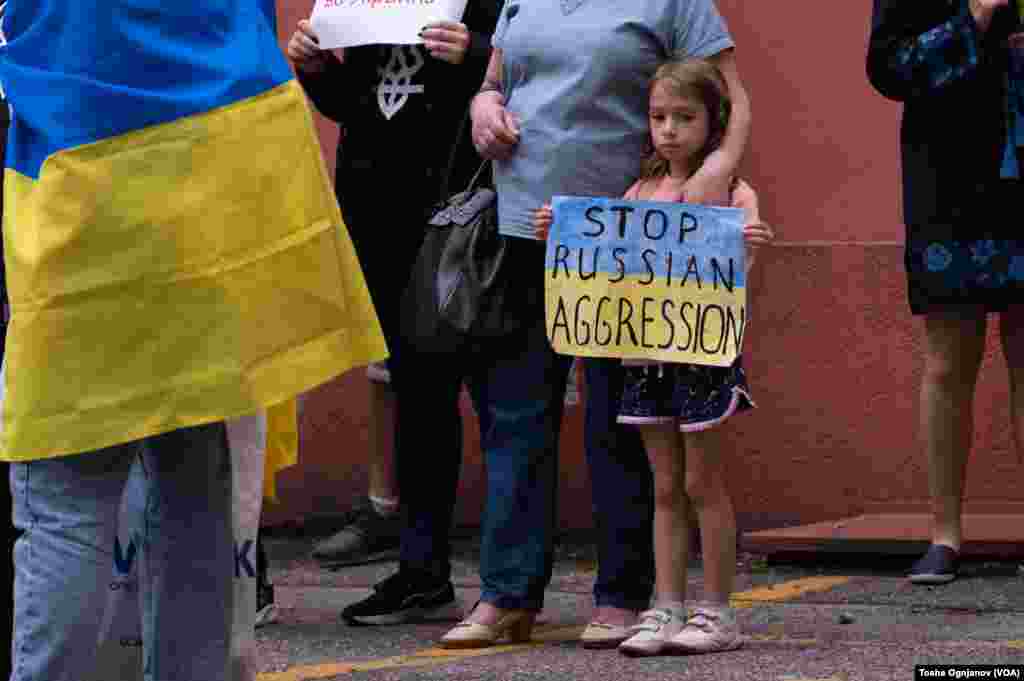 Protest of Ukrainians in Skopje, North Macedonia, against Russian invasion over Ukraine