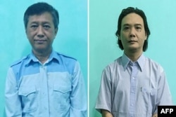 This combination photo created on June 3, 2022 shows undated handout photographs released by Myanmar's Military Information Team of democracy activist Kyaw Min Yu, (L) and former lawmaker Maung Kyaw, who also goes by the name Phyo Zeya Thaw.