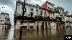 View of a flooded street in Havana on June 3, 2022.