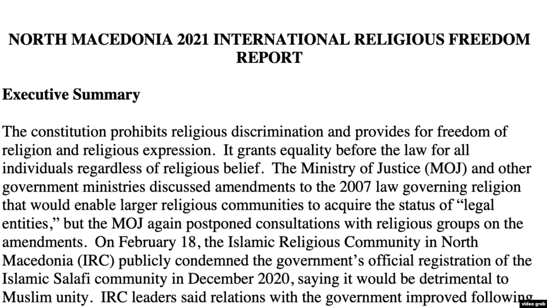 2021 Report on International Religious Freedom North Macedonia
