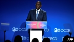 Senegal's President Macky Sall speaks during a ministerial meeting at the Organization for Economic Co-operation and Development in Paris on June 9, 2022. 