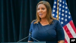 New York Attorney General Letitia James speaks during a ceremony where Gov. Kathy Hochul signed a package of bills to strengthen gun laws, Monday, June 6, 2022, in New York.