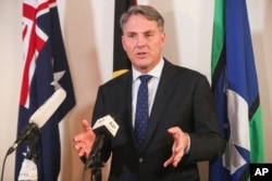 Australian Deputy Prime Minister and Defense Minister Richard Marles speaks during a press conference at the 19th International Institute for Strategic Studies (IISS) Shangri-la Dialogue, Asia's annual defense and security forum, June 12, 2022.