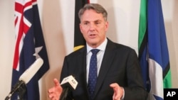 Australian Deputy Prime Minister and Defense Minister Richard Marles speaks during a press conference at the 19th International Institute for Strategic Studies (IISS) Shangri-la Dialogue, Asia's annual defense and security forum, in Singapore, June 12, 2022.