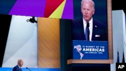 President Joe Biden speaks during the opening plenary session of the Summit of the Americas, June 9, 2022, in Los Angeles.