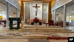 FILE - A view of the St. Francis Catholic Church in Owo, Ondo state, Nigeria, June 5, 2022, after it was attacked by gunmen.