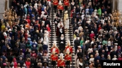 Britain's Prince Charles, Prince William, Camilla, Duchess of Cornwall and Catherine, Duchess of Cambridge, leave after attending the National Service of Thanksgiving, during the Queen's Platinum Jubilee celebrations, in London, June 3, 2022.