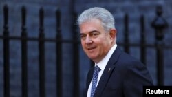 British Secretary of State for Northern Ireland Brandon Lewis arrives at 10 Downing Street, in London, June 7, 2022. 