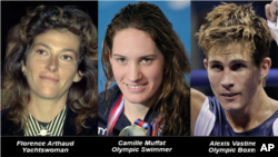 The victims, yachtswoman Florence Arthaud, Olympic swimmer Camille Muffat and boxer Alexis Vastine.