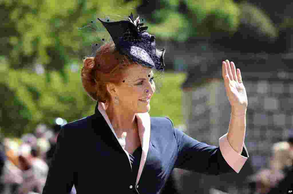 Sarah Ferguson arrives for the wedding ceremony of Prince Harry and Meghan Markle at St. George's Chapel in Windsor Castle in Windsor, near London, England, May 19, 2018.