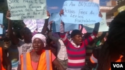 Members of Women of Zimbabwe Arise protesting in Bulawayo on Thursday. (Nompumelelo Sibanda)