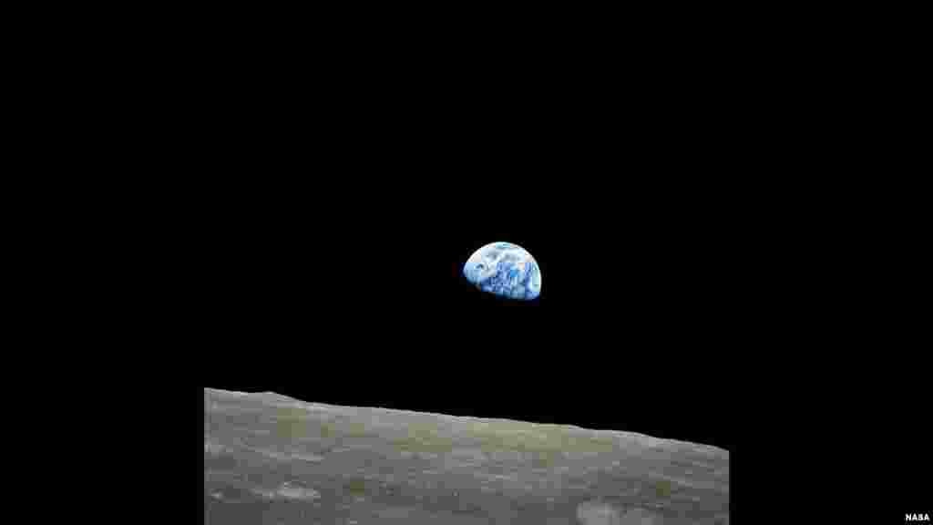 Forty-Fifth Anniversary of &#39;Earthrise&#39; Image - the first photograph of the distant blue Earth above the Moon taken by the Apollo 8 crew on Dec. 24, 1968