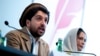Pemimpin kelompok pemberontak Afghanistan Ahmad Massoud (kiri) dan Aliya Yilmaz, aktivis hak-hak perempuan Afghanistan, berbicara dalam konferensi pers di Concordia Press Club, pada konferensi intra-Afghanistan, di Wina, Austria, Jumat 16 September 2022.