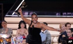 Sheryl Lee Ralph accepts the Emmy for outstanding supporting actress in a comedy series for "Abbott Elementary" at the 74th Primetime Emmy Awards at the Microsoft Theater in Los Angeles, Sept. 12, 2022.