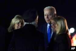 President Joe Biden and first lady Jill Biden arrive at London Stansted Airport, in Stansted, Britain, Sept. 17, 2022. The Bidens are in London to attend the queen's funeral.