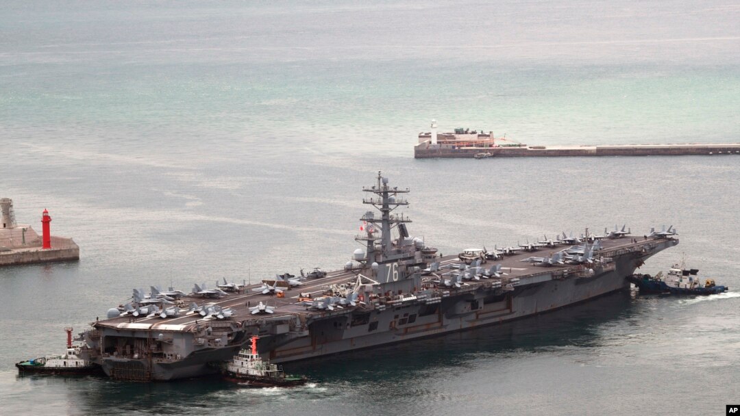 U.S. carrier docks at S. Korean port ahead of joint drills