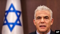 El primer ministro israelí, Yair Lapid, durante una sesión semanal del Gabinete el 18 de septiembre de 2022.