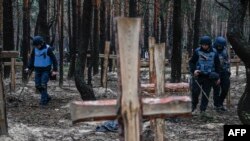 우크라이나 군이 러시아 군으로부터 탈환한 북동부 도시 이지움에서 440여 구의 시신이 뭍힌 집단 매장지가 발견됐다.