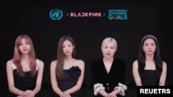Screen capture of UN Secretary-General's Advocates and K-Pop band, BlackPink on a video statement on solutions for climate action during the SDG Moment at United Nation headquarter, Sept 19, 2022.