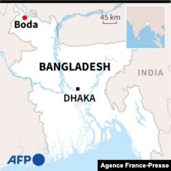 Map spotlighting Boda, Bangladesh, near where a boat capsized.