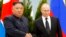 FILE - Russian President Vladimir Putin, right, and North Korea's leader Kim Jong Un shake hands during their meeting in Vladivostok, Russia, April 25, 2019.