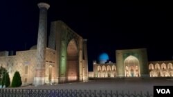 Samarkand at night, Uzbekistan, September 8, 2021 (VOA)