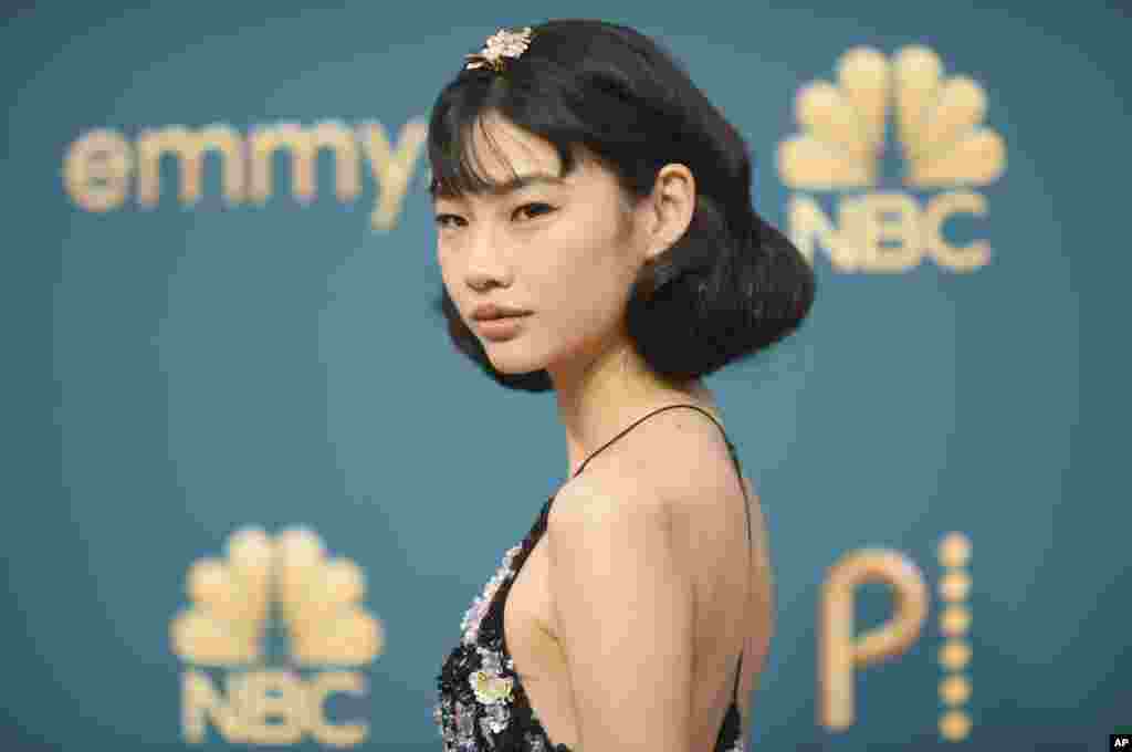 Jung Ho-yeon arrives at the 74th Primetime Emmy Awards at the Microsoft Theater in Los Angeles, Sept. 12, 2022.