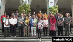 Seruan moral disampaikan 32 pimpinan perguruan tinggi di Yogyakarta, untuk mewujudkan demokrasi bermartabat. (Foto: Nurhadi)