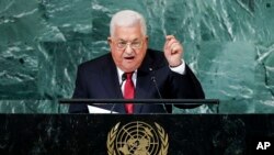 Palestinian President Mahmoud Abbas addresses the 77th session of the U.N. General Assembly, Sept. 23, 2022, at the U.N. headquarters.