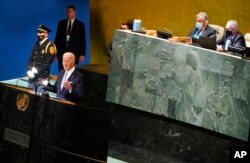 조 바이든 미국 대통령이 21일 뉴욕 유엔본부에서 열린 제77차 유엔총회에서 기조연설을 했다.