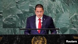 El ministro de Relaciones Exteriores de Venezuela, Carlos Faria, se dirige al 77° período de sesiones de la Asamblea General de las Naciones Unidas en la sede de la ONU en la ciudad de Nueva York, EE. UU., el 24 de septiembre de 2022. REUTERS/Eduardo Muñoz
