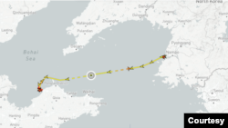 북한 선적의 SF 블룸호 혹은 부양 2호가 북한 남포와 중국 룽커우 항을 운항한 항적. 자료=MarineTraffic