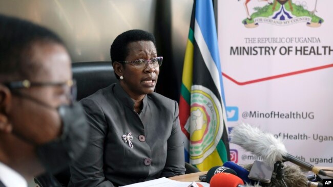 Permanent Secretary of Uganda's Ministry of Health Diana Atwine confirms a case of Ebola in the country, at a press conference in Kampala, Uganda, Sept. 20, 2022.