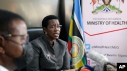 Permanent Secretary of Uganda's Ministry of Health Diana Atwine confirms a case of Ebola in the country, at a press conference in Kampala, Sept. 20, 2022. 