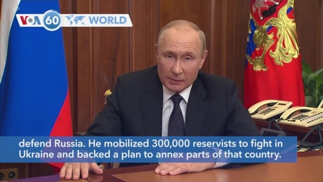 VOA60 World - Putin Announces Mobilization of Russian Military Reserves