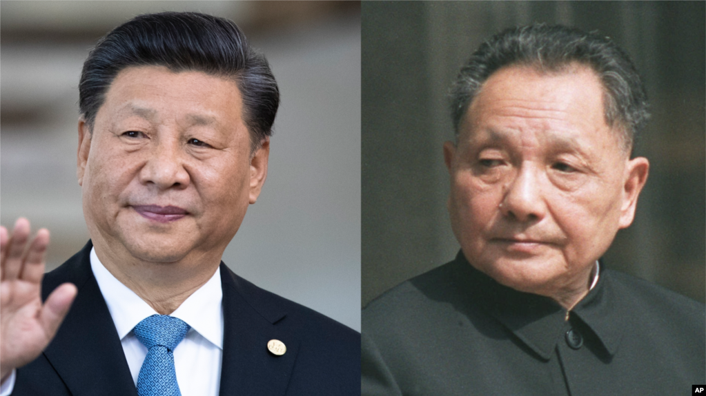 中国领导人习近平（左）与前领导人邓小平(photo:VOA)