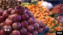 A produce stand is seen in the Kurdistan region, in this screen grab taken from a video by VOA Kurdish.