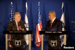 FILE - U.S. National Security Adviser John Bolton meets Israeli Prime Minister Benjamin Netanyahu in Jerusalem, Jan. 6, 2019.