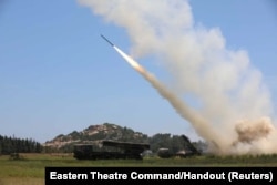 The Ground Force under the Eastern Theatre Command of China's People's Liberation Army (PLA) conducts a long-range live-fire drill into the Taiwan Strait, from an undisclosed location in this August 4, 2022 handout released on August 5, 2022. (Eastern Theatre Command/Handout via REUTERS)