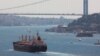 The Maltese-flagged bulk carrier 'Rojen', carrying Ukrainian grain, sails in the Bosphorus, Istanbul, Turkey, Aug. 7, 2022. 